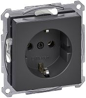 Розетка с заземлением без рамки Schneider Electric Merten System M 1-м. шторки антрацит  картинка